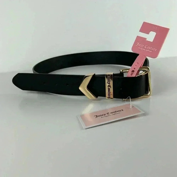 BELT BLACK M/L JUICY COUTURE WITH GOLDTONE ACCENTS & THE JUICY COUTURE NAME NWT - Picture 1 of 4